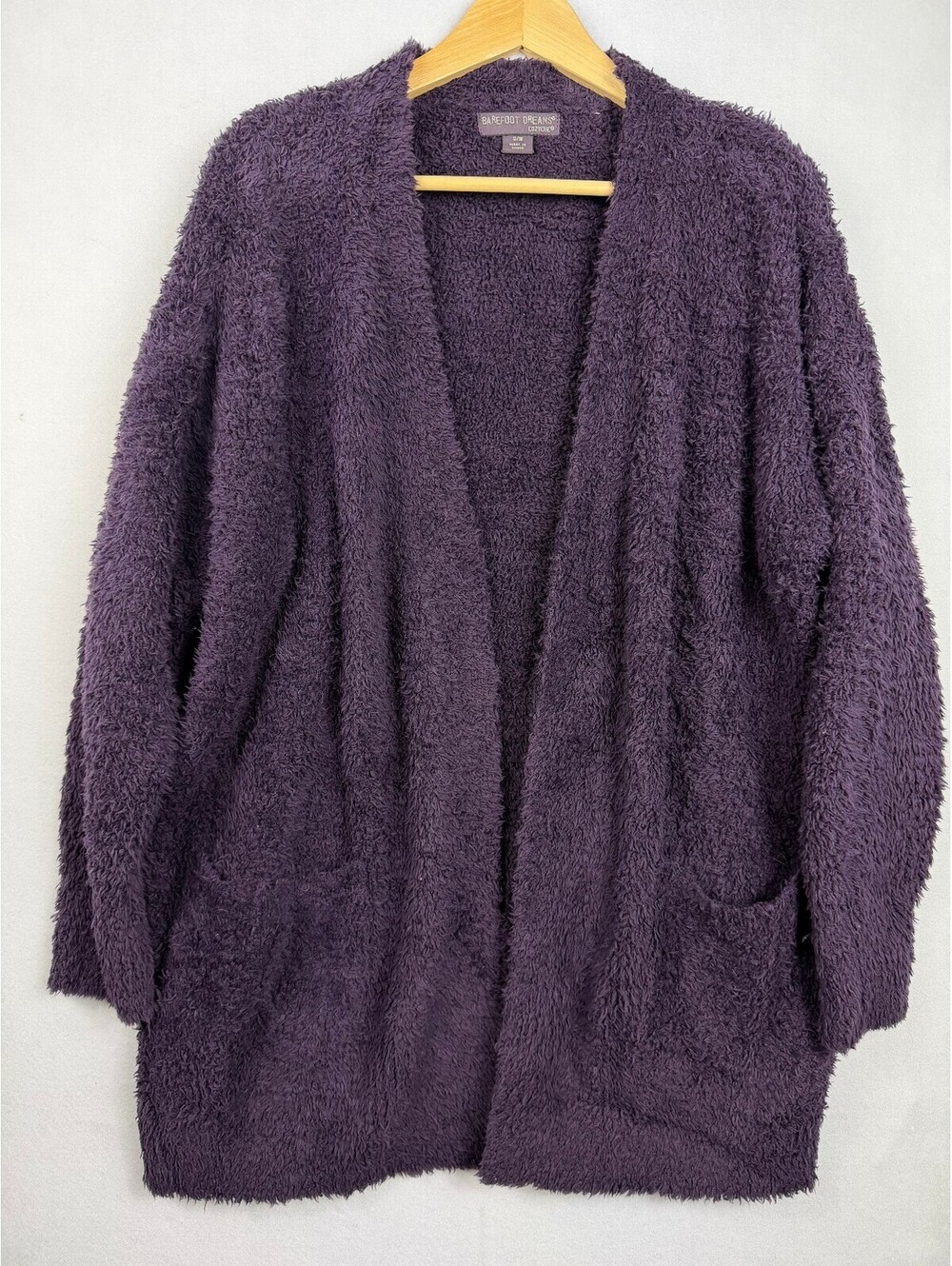 Barefoot Dreams CozyChic Cardigan Sz S/M Purple Open Front Plush Sweater
